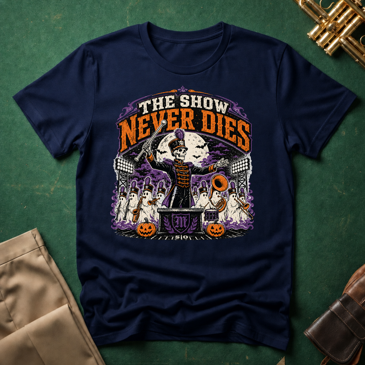 The Show Never Dies Skeleton Ghost Band T-shirt